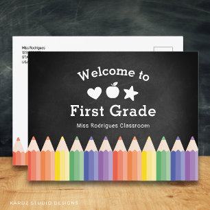 Personalised Teacher Welcome Back to First Grade Postcard