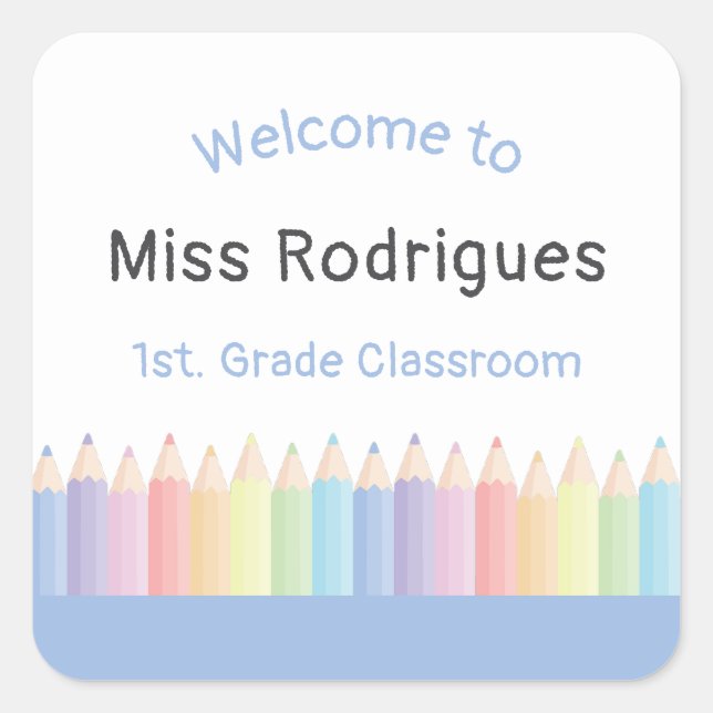 Personalised Teacher Welcome To Classroom Square Sticker (Front)