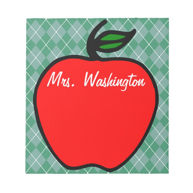 Personalised Teacher's Apple Notepad Gift Present (Front)