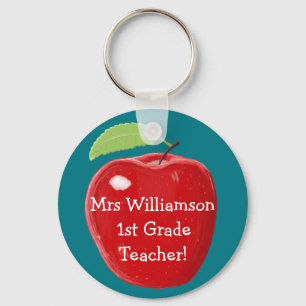 Personalised Teacher's Apple Painting Key Ring