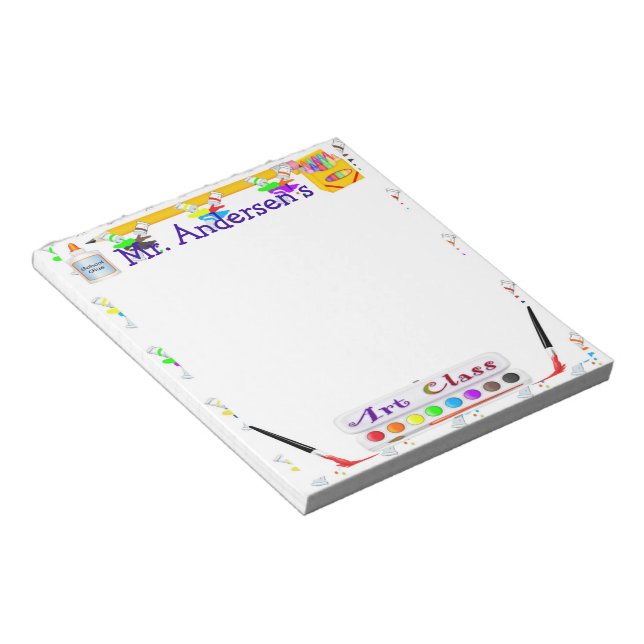 Personalised Teachers Art Class Notepad (Angled)