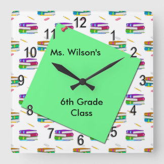 Personalised Teachers Books Green Paper Clock