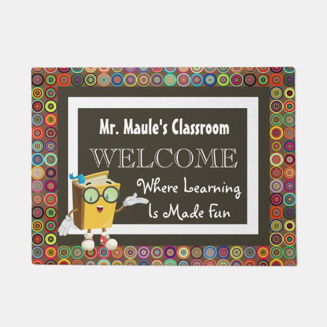 Personalised Teachers Fun Circles Welcome Doormat (Front)