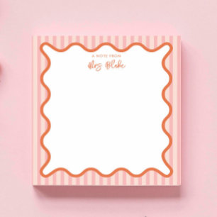 Personalised Teacher's Gift Wavy Border Notepad