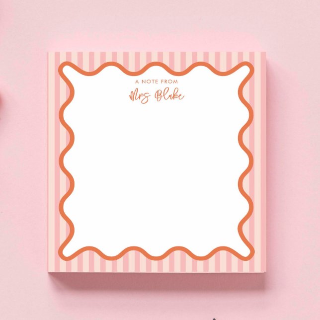 Personalised Teacher's Gift Wavy Border Notepad (Creator Uploaded)
