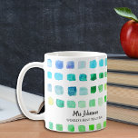 Personalised Teacher's Green Coffee Mug<br><div class="desc">This coffee mug is decorated with a green and turquoise watercolor pattern and is dedicated to the World's Best Teacher. Easily customisable. To edit further use the Design Tool to change the font, font size, or colour. Because we create our artwork you won't find this exact image from other designers....</div>