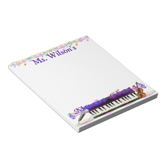 Personalised Teachers Music Class Notepad (Angled)