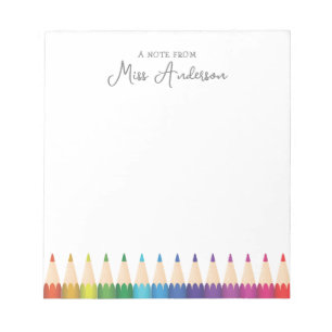 Personalised Teacher's Name Colourful Pencils Notepad