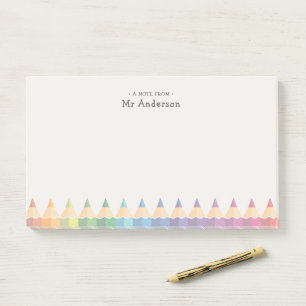 Personalised Teacher's Name Colourful Pencils Post-it Notes
