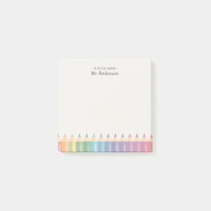 Personalised Teacher's Name Colourful Pencils Post-it Notes