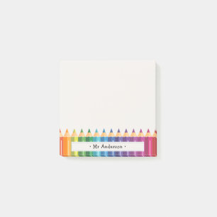 Personalised Teacher's Name Colourful Pencils Post-it Notes