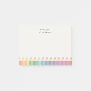 Personalised Teacher's Name Colourful Pencils Post-it Notes