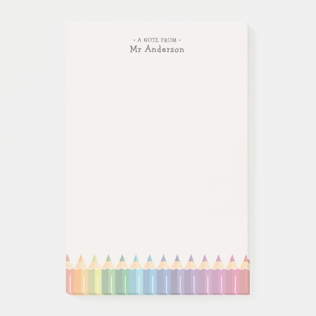 Personalised Teacher's Name Colourful Pencils Post-it Notes (Front)