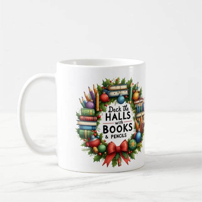 Personalised Teacher's Version of Deck the Halls  Coffee Mug (Left)