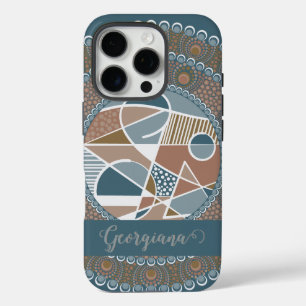 Personalised Teal and Gold Abstract Accent Mandala iPhone 16 Pro Case