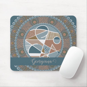 Personalised Teal and Gold Abstract Accent Mandala Mouse Pad