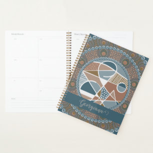 Personalised Teal and Gold Abstract Accent Mandala Planner