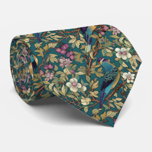 Personalised Teal and Purple Floral Love Birds Tie