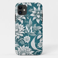 Personalised Teal and White Botanical
