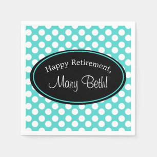 Personalised Teal and White Polka Dot Paper Napkin