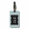 Personalised teal and white striped luggage tag