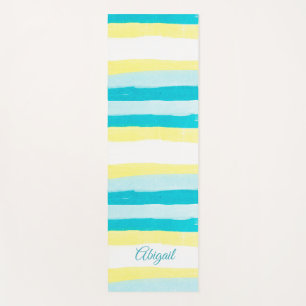 Personalised Teal and Yellow Yoga Mat