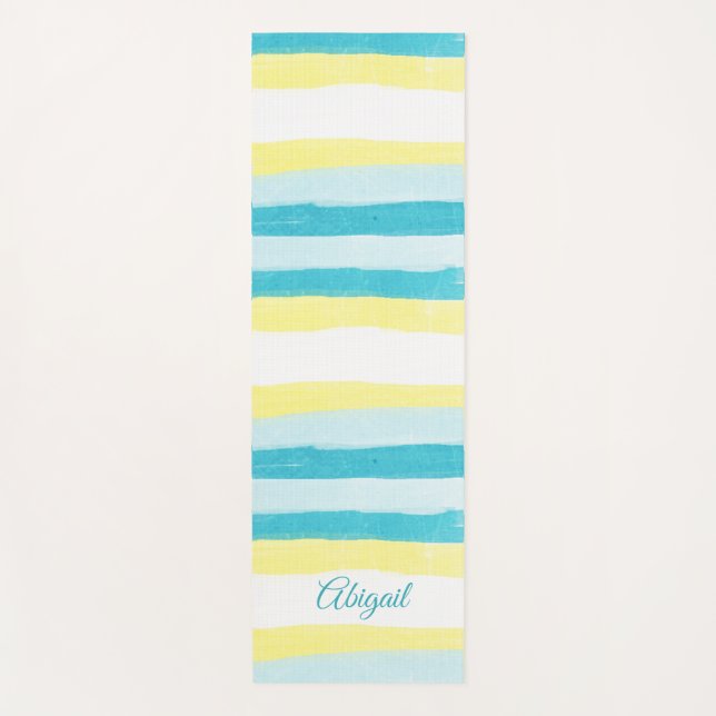 Personalised Teal and Yellow Yoga Mat (Front)