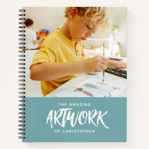 Personalised Teal Artist Photo Sketchbook Notebook