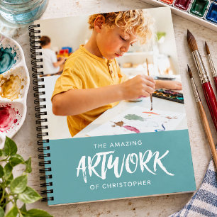 Personalised Teal Artist Photo Sketchbook Notebook
