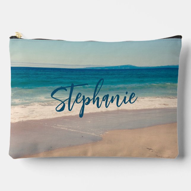 Personalised Teal Beach Photo Accessory Pouch (Front)