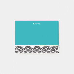 Personalised Teal Black and White Retro Post-it Notes