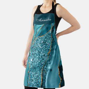 Personalised Teal Blue Agate Apron