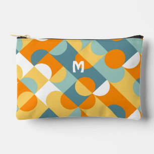 Personalised Teal Blue Green Orange Midcentury Art Accessory Pouch