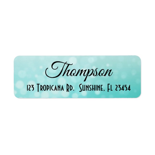 Personalised Teal Bokeh  Return Address Labels (Front)