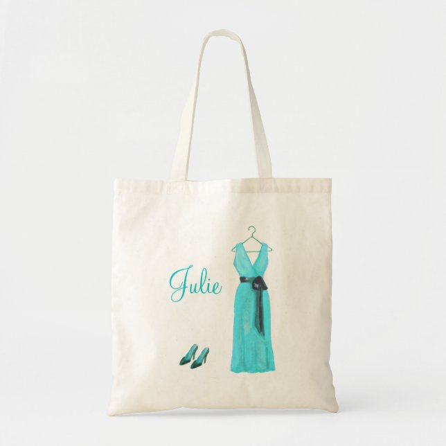 Personalised Teal Bridesmaid Tote Bag (Front)