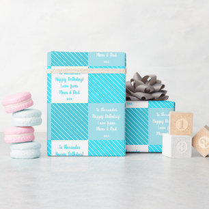 Personalised Teal Buffalo Check Birthday Wrapping Paper