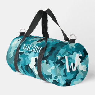 Personalised Teal Camouflage Duffle Bag
