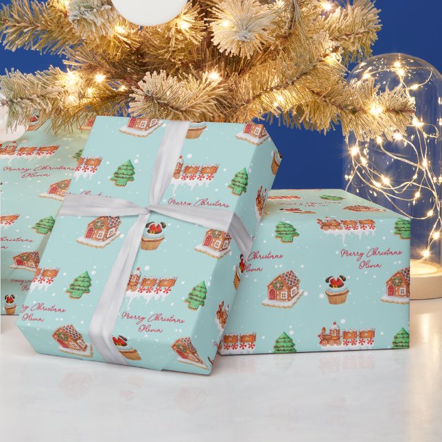 Personalised Teal Christmas Wrapping Paper (Holidays)