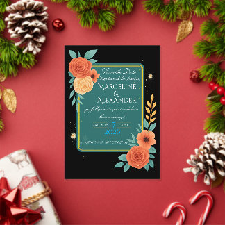 Personalised Teal & Coral Floral Invitation