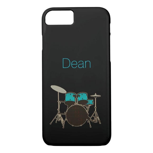 Personalised Teal Drums Music iPhone 7 Case (Back)