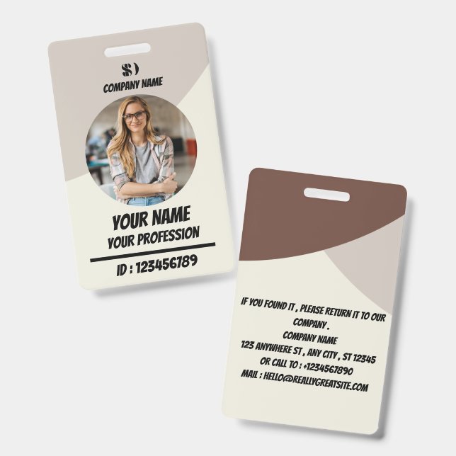 Personalised Teal Employee ID Badge (Front & Back)