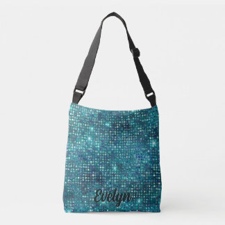 Personalised Teal Glitter Crossbody Bag