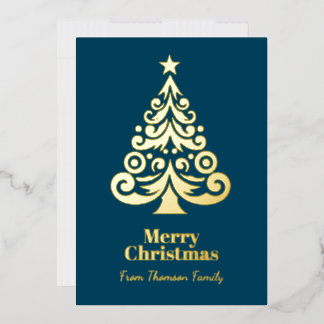 Personalised Teal Gold Foil Christmas Card