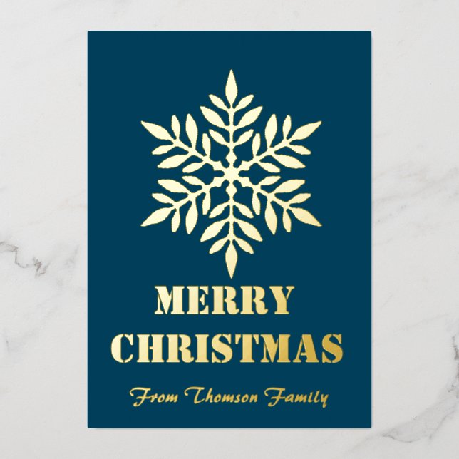 Personalised Teal Gold Foil Snowflake (Front)