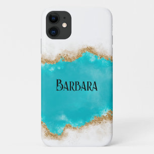 Personalised Teal & Gold Glitter Case-Mate iPhone Case