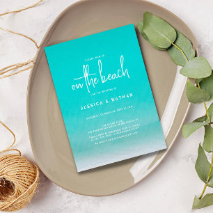 Personalised Teal Green I The Beach Wedding Invitation