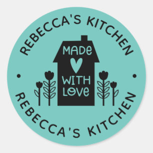 Personalised Teal Homemade With Love Classic Round Sticker