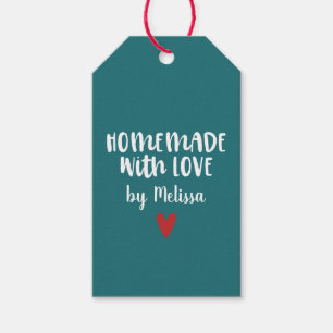 Personalised Teal Homemade With Love Heart Gift Tags