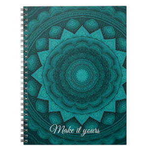 Personalised Teal Mandala iPhone Cover – Boho Chic Notebook