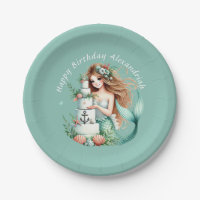 Personalised Teal Mermaid Beach Birthday Invite